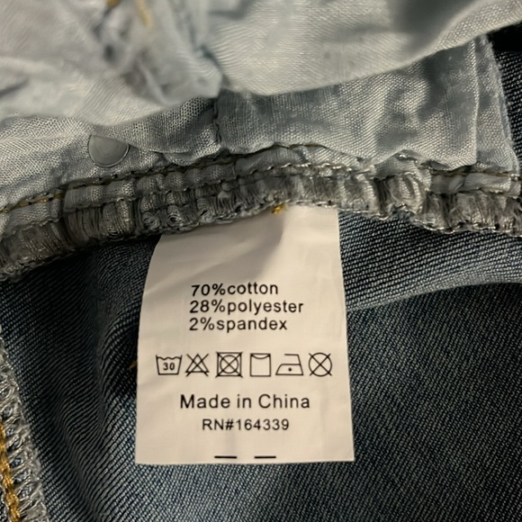 Petal + Pup Distressed Mom High Waisted Rise Jeans Raw Hem Stretch 0 - Picture 4 of 7